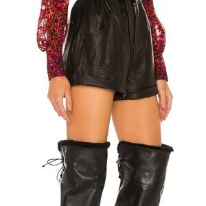 DUNDAS Revolve Black High-Waist leather Shorts